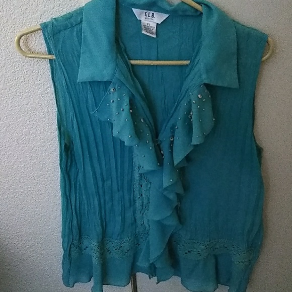 Turquoise summer blouse - Picture 1 of 4